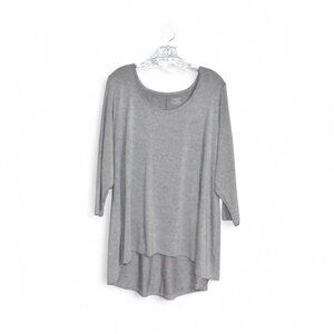 Grace Pullover High Low 3/4 Sleeve Top Gray Size 3X
